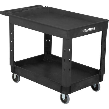 GLOBAL INDUSTRIAL Industrial Service & Utility Cart, Plastic 2 Tray Black Shelf, 44in x 25-1/2in, 5in Rubber Casters 800334